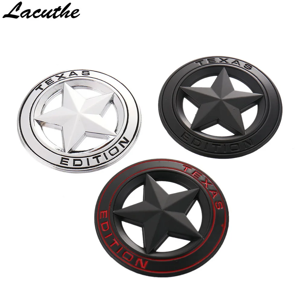Metal Texas Edition Shield Star Emblem Badge Car Fender Side Tail Body Sticker Per Jeep Wrangler Liberty Grand Cherokee