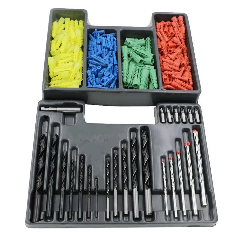 

300pcs Assorted Carbon Steel Drill Bit Set Kit Expansion Screw Combination Tool For DIY Woodworking Wood Drilling W/Plastic Box