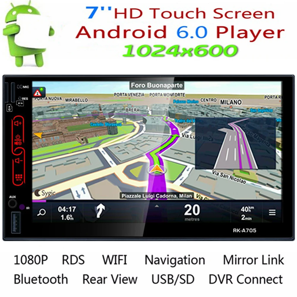 Автомобильный мультимедийный плеер проигрыватель на Android 6 0 с 7 &quotэкраном GPS Wi Fi