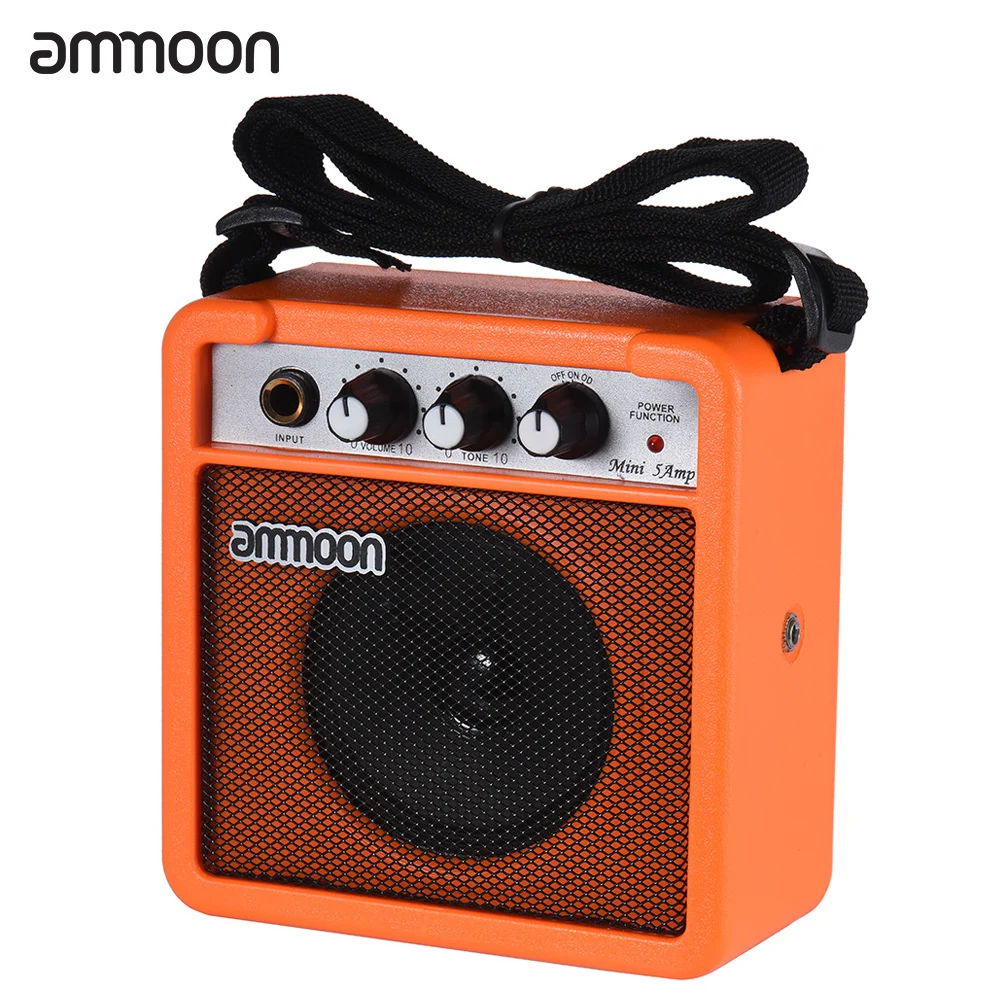 

Hot ammoon Mini 5 Watt 9V Battery Powered Amp Amplifier Speaker for Acoustic/ Electric Guitar Ukulele with Volume Tone Control