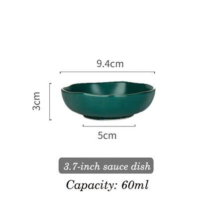 EECAMAIL European-style Household Ceramic Bowl Creative Retro Green Lace Steak Dish Dessert Bowl Soup Bowl - Цвет: 3.7-inch sauce dish