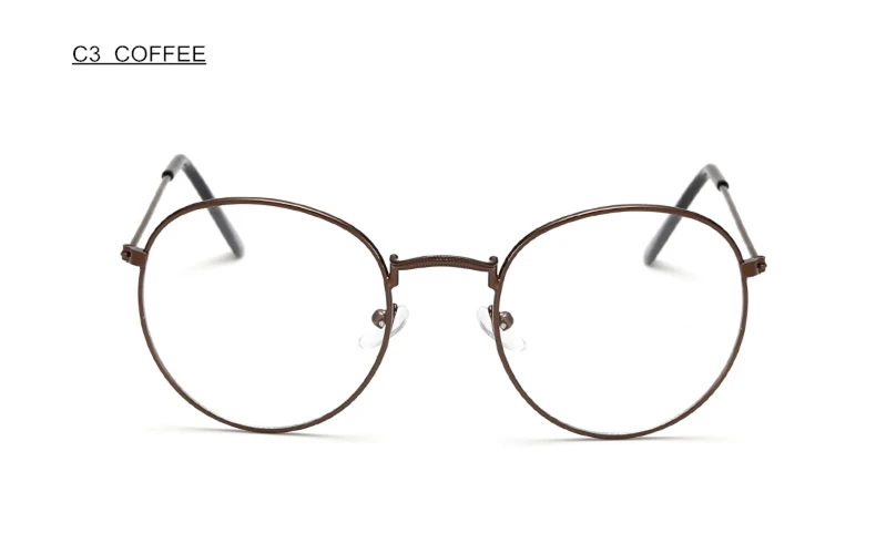 SUMONDY, элегантные металлические очки, оправа для женщин и мужчин, Ретро дизайн, круглые, без диоптрий, для очков, заполнение по рецепту, оптические оправы UF39 - Цвет оправы: C3  COFFEE