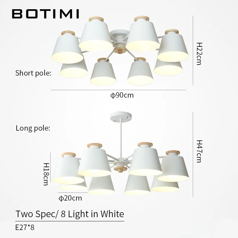BOTIMI красочный люстра светильник ing для гостиной светодиодный деревянный подвесной светильник Современные Люстры для спальни и кухни - Цвет абажура: 8 Light in White