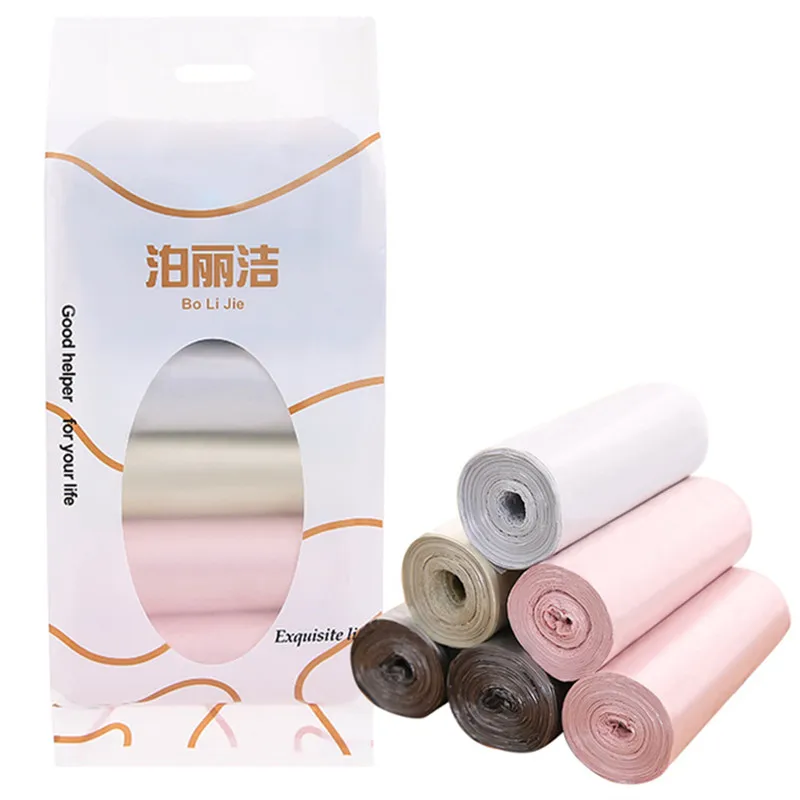 

5/6 bag monochrome garbage bag handle / flat type new material thickening kitchen bathroom household plastic bag large 45 * 50