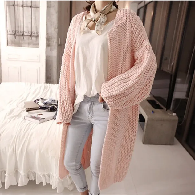 woman sweater mint shag line long thickening bats loose sweaters knitted cardigan |
