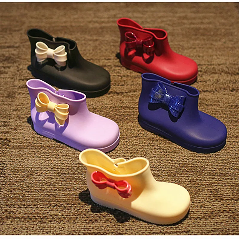 Children boots kids rain boots boys girls shoes Bow Rain boot kids