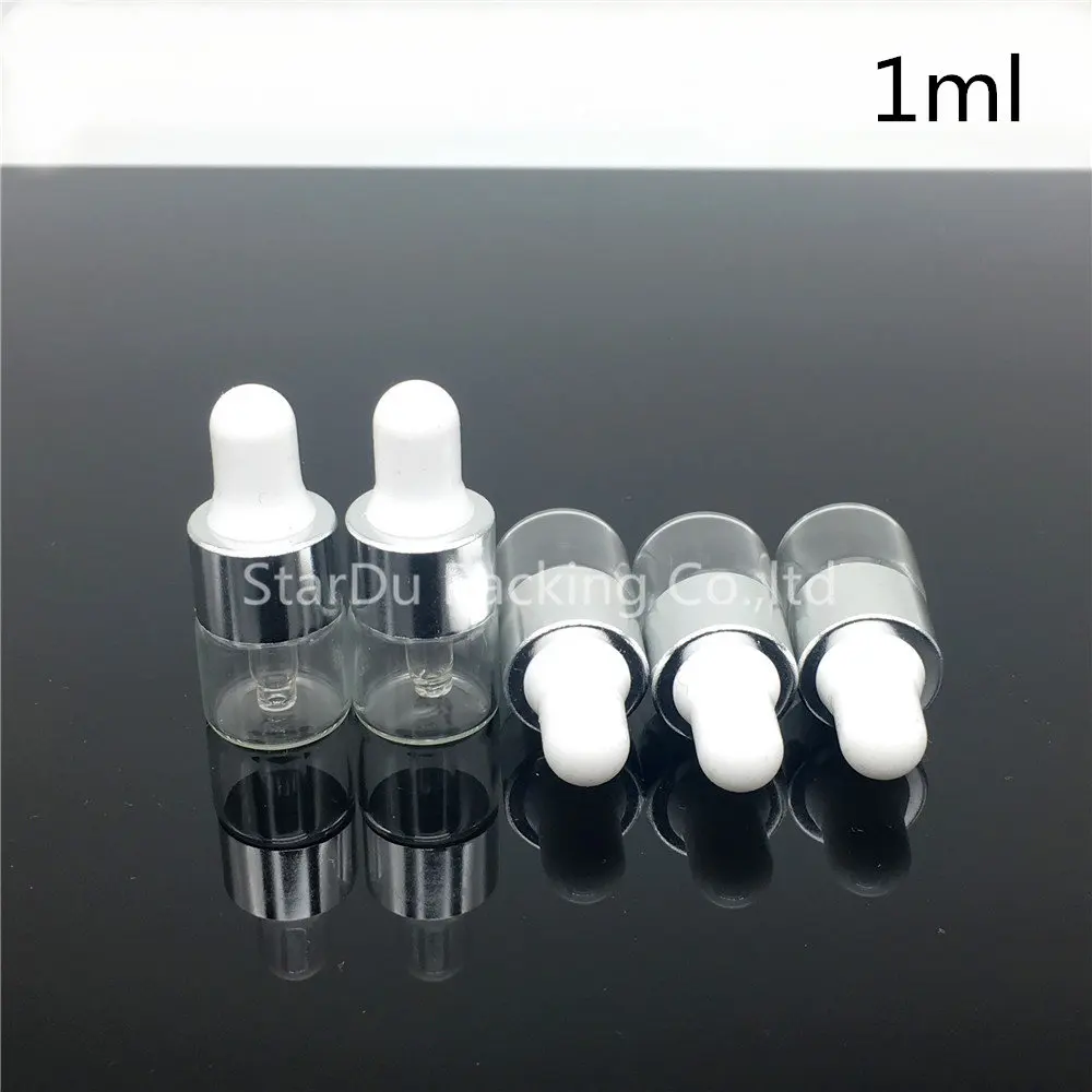 500PCS 1ML Small Clear Glass Dropper Bottle empty 1cc Mini Vial With Pipette | Красота и здоровье