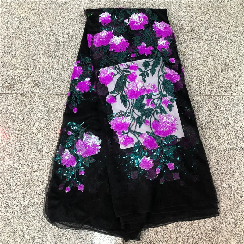 

2019 Latest African Sequins Lace Fabric 2019 High Quality Lace French Sequence Tulle Lace Nigerian Lace Fabrics For Wedding