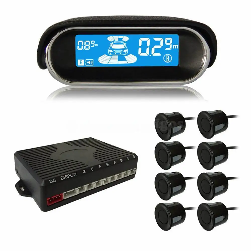 Premium Waterproof 8 Parking Sensors Kit Car Reverse Backup LCD Display