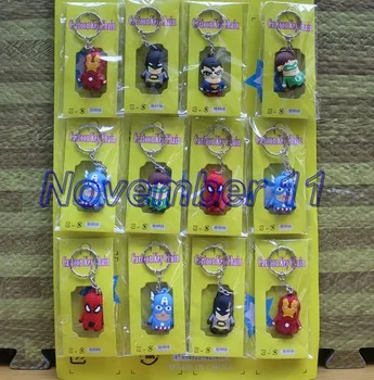 

Lot 5sheet/60Pcs avengers cartoon 3D PVC Keychain Pendant Figure Model Key Chain For Best Gift Free Shipping WW625