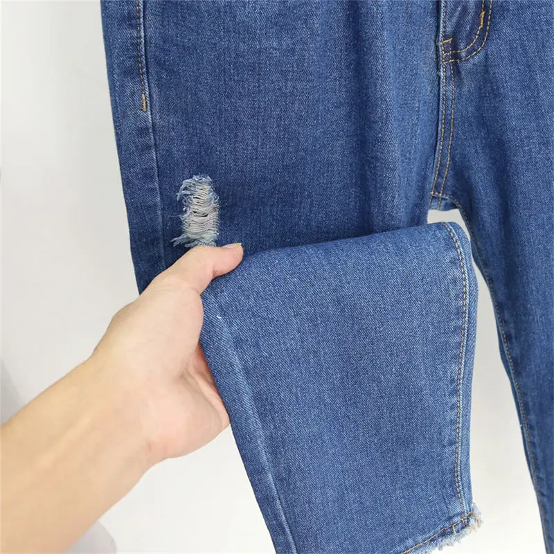 5XL рваные джинсы женские с высокой талией дырки джинсовые шаровары бойфренды Джинсы женские винтажные уличная свободная мама джинсы Q1353