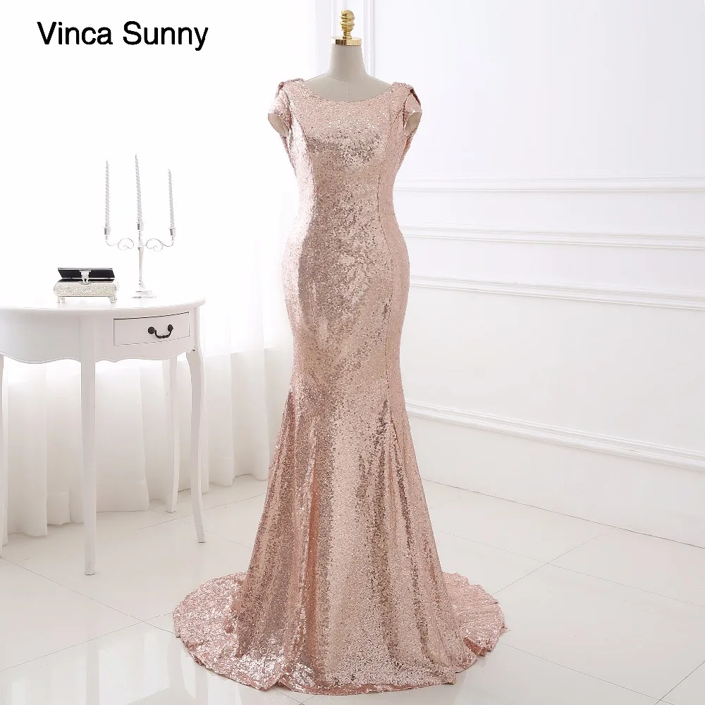 Real Photo Champagne gold Long Bridesmaid Dresses 2018 Sequined Short