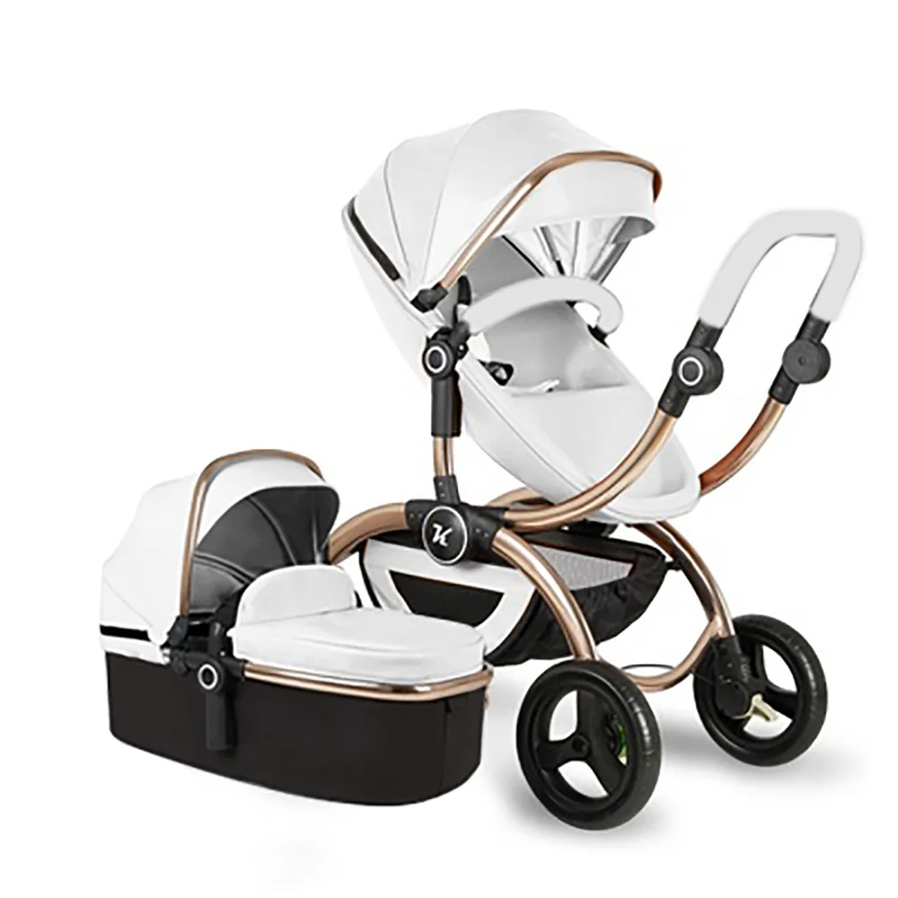 2 in 1 white 3 in 1 new style toke baby stroller 2 in 1 baby car folding baby stroller independent baby sleeping basket and car seat - Цвет: 2 in 1 white