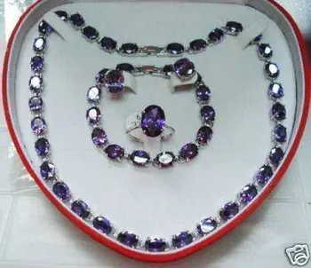 

stone Necklace Bracelet Earring Ring Set Wonderful Nobility Fine Wedding Jewelry Lucky Women's 925 noble lady's