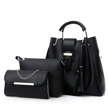 

Shoulder bag new fashion women handbags solid bead tassel three-piece portable shoulder bag Mobile phone bag