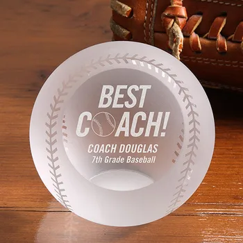 

Personalized Premium Crystal Baseball Award Trophy Paperweight Best Coach Gift