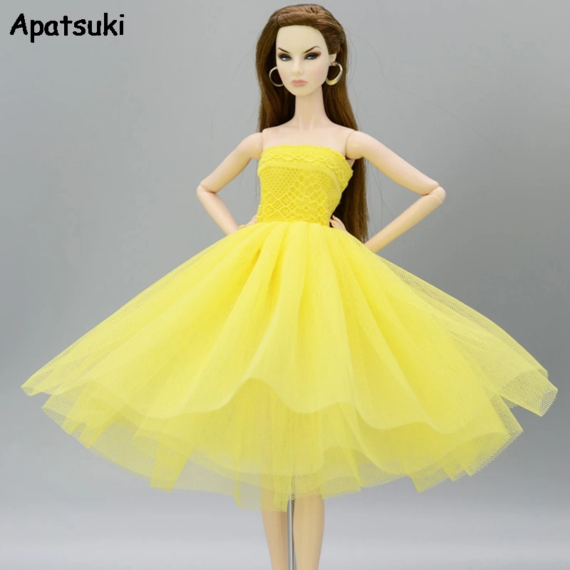 

Yellow Summer Dress For Barbie Doll Clothes Short Ballet Dresses Vestidoes Clothes For Barbie Dolls Outfits 1/6 Doll Accessories