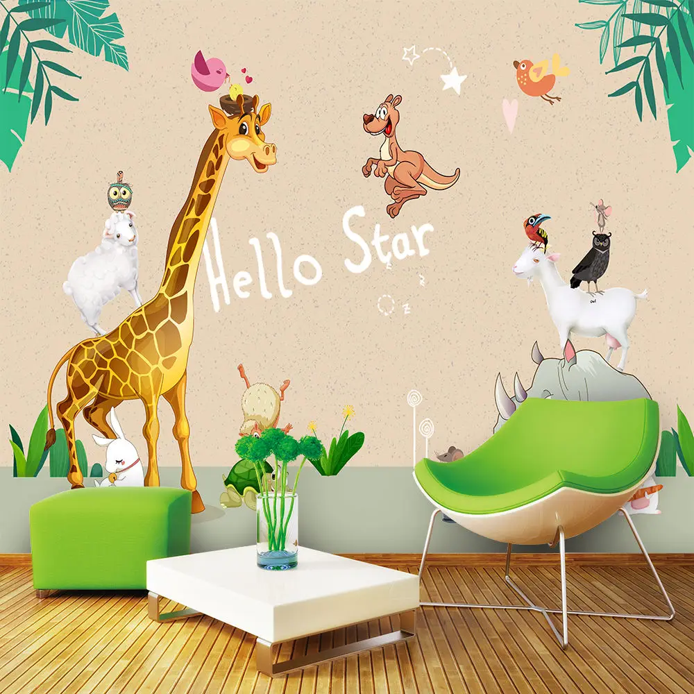 Custom wallpaper murals Cute cartoon animal collection children's room wall - high-grade waterproof material Custom wallpaper murals Cute cartoon animal collection children's room wall - high-grade waterproof material