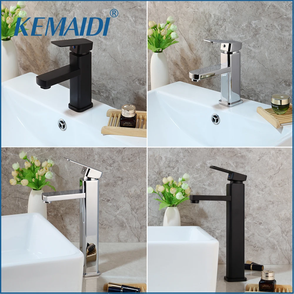 Günstig KEMAIDI Chrom Poliert Hoch Badezimmer Basin Schiff Sinken Mischer Schwarz Wasserhahn Hohe Aufstieg Wasserhahn