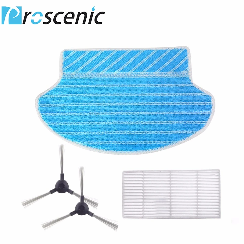 

Proscenic 790T Robotic Vacuum Cleaner Replacement Kit, 1 HEPA Filters,1 Mopping Cloth Filters and 2 Side Brushes