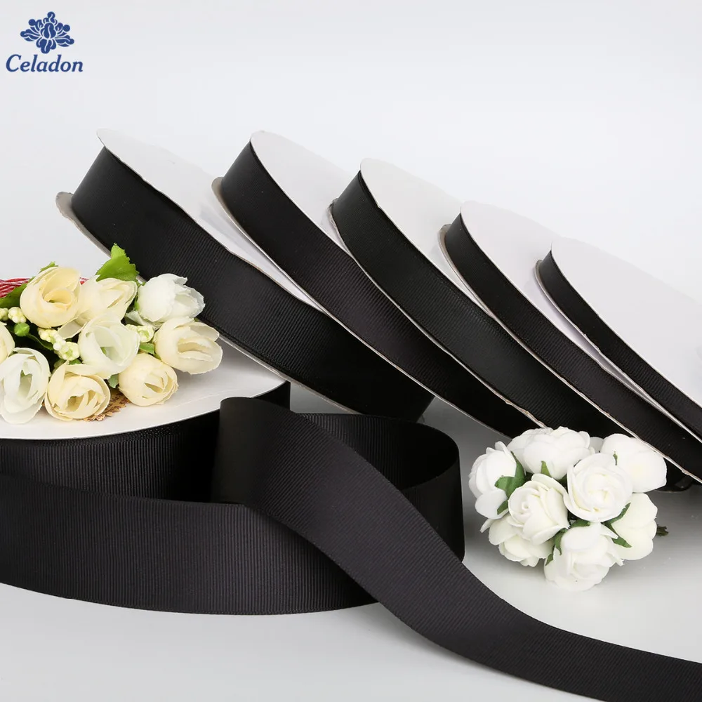 5 ярдов/партия ширина 7 мм/10 мм/15 мм/20 мм/25 мм/38 мм|grosgrain ribbon roll|ribbon rollblack |