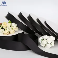 5 yardas/lote ancho 7mm/10mm/15mm/20mm/25mm/38mm negro tejer grogrén (ligamento tafetán cinta Rollo de cinta de embalaje para DIY hecho a mano del pelo y de