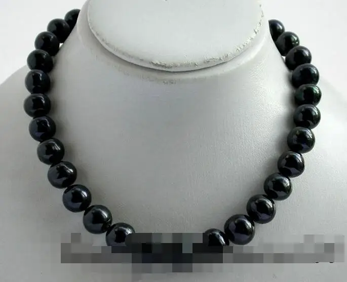 

FREE SHIPPING>>>@@ > 3401 round Tahitian black freshwater pearl necklace magnet