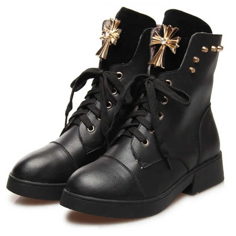 

Women Boots Fashion Rivets Autumn Winter Boots High Quality Leather Women Motorcycle Boots Hot Sale A544