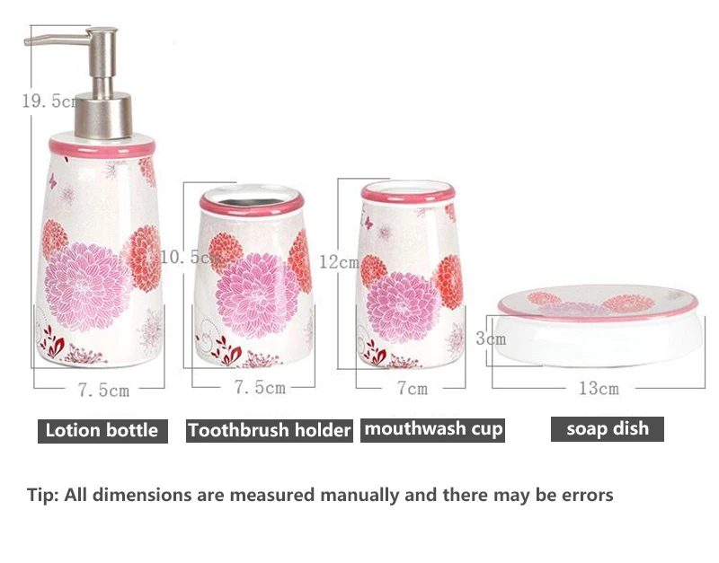 4 шт. набор керамических аксессуаров для ванной комнаты, дозатор для лосьона, держатель для зубных щеток стакан и мыльница Розовый фламинго подарок на новоселье