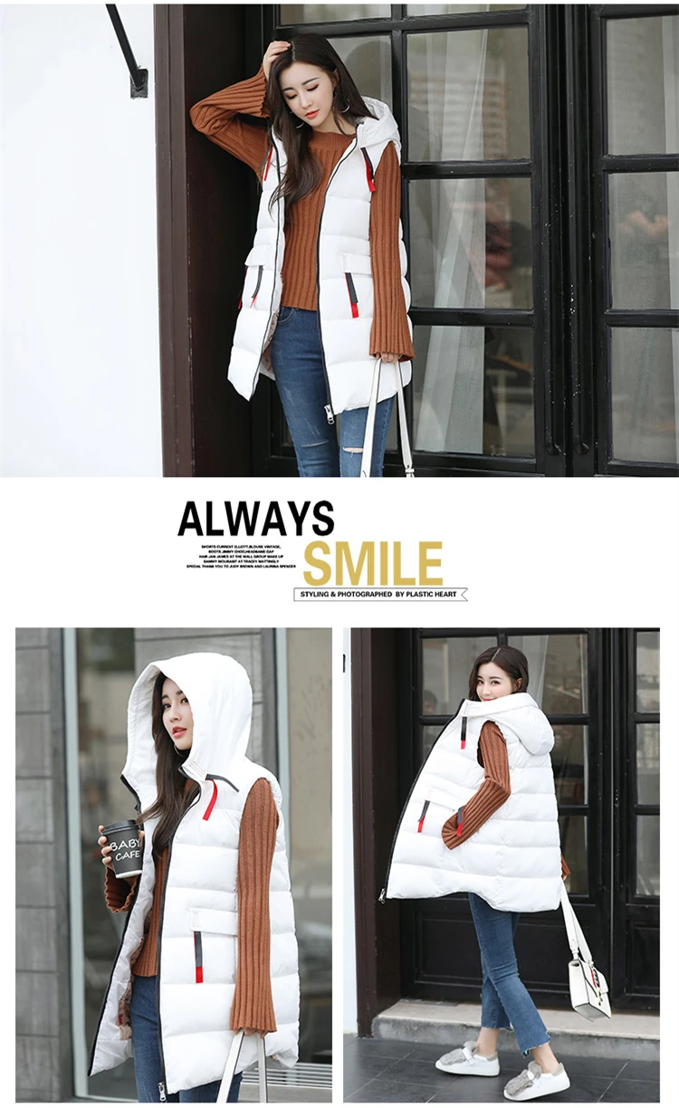 Women Jacket Winter Cotton Padded Vest Coats Long Hooded Women Coat And Jacket Sleeveless Outwear Clothing Plus Size 4XL CH657