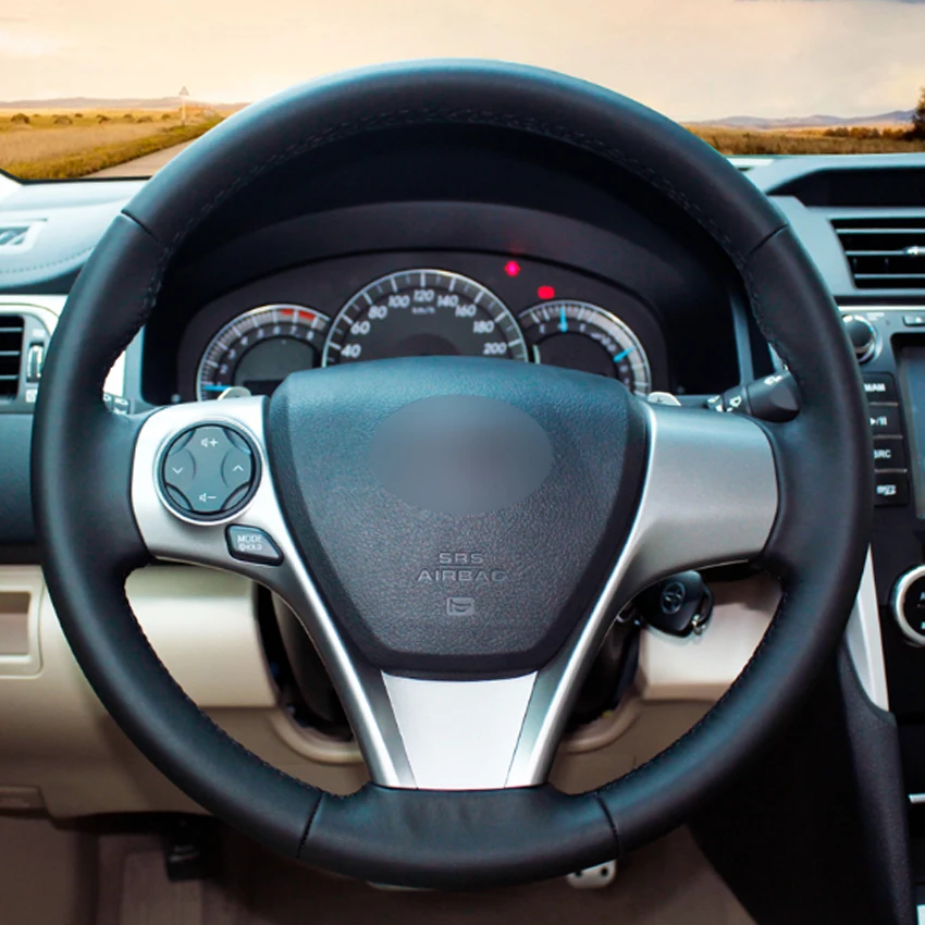 Черная крышка рулевого колеса из натуральной кожи для Toyota Camry 2012 Venza 2013