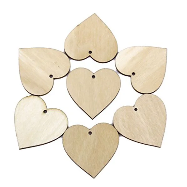 

25pcs 40mm Wooden Heart Shapes Embellishments Small Mini Shape For Craft Decoration