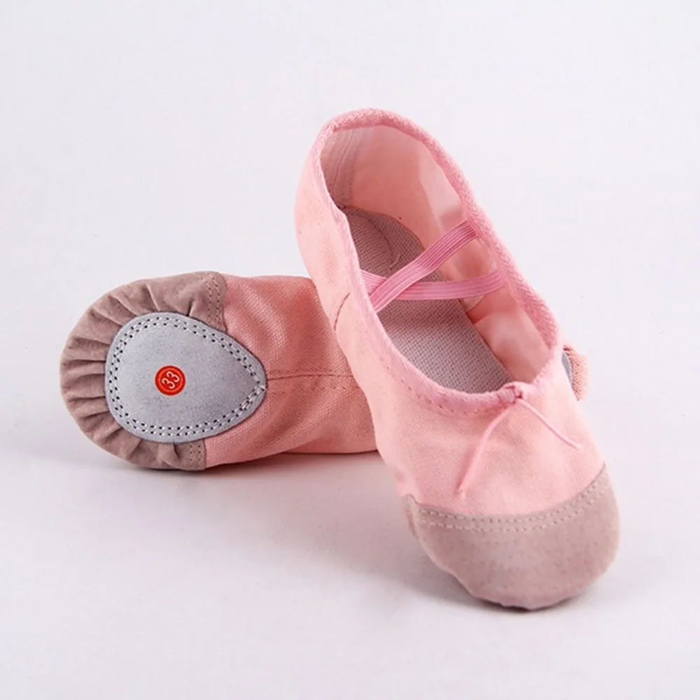 Pink Leather Ballet Dance Slippers Gym Shoes Childs Boys Girls Sizes Full Sole