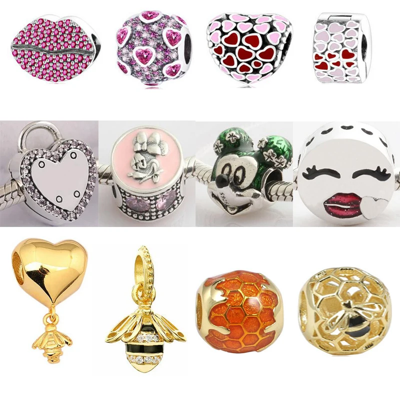 

2018 new Authentic 925 Sterling Silver Charm charms Beads Stopper Lock Charm Bracelet DIY Original Silver Jewelry Making