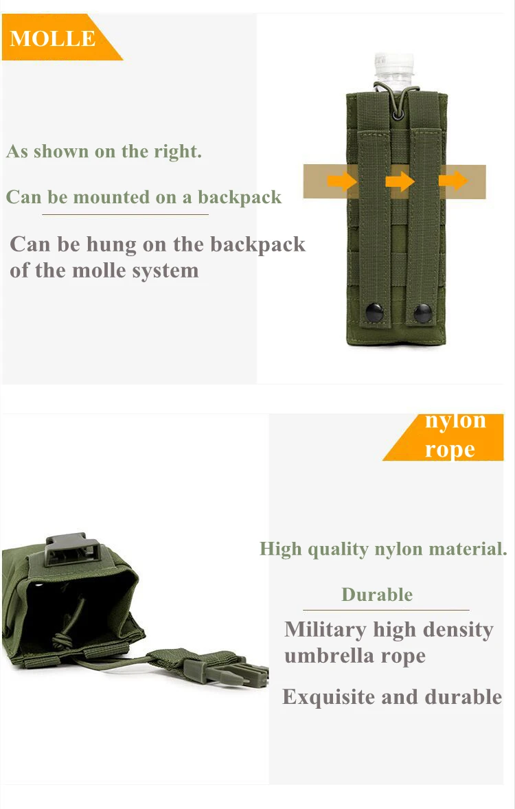 Военная Тактическая Сумка для бутылки воды Molle для походов на открытом воздухе, кемпинга, сумки для бутылки воды, водонепроницаемые нейлоновые сумки для скалолазания, чайники