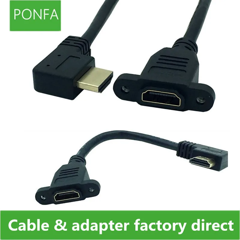 

HDMI 2.0 4K*2k Cable 60Hz HDMI 2.0V v2.0 Right Left Up Down angle male to female panel mount with screws HD extension cable 15CM