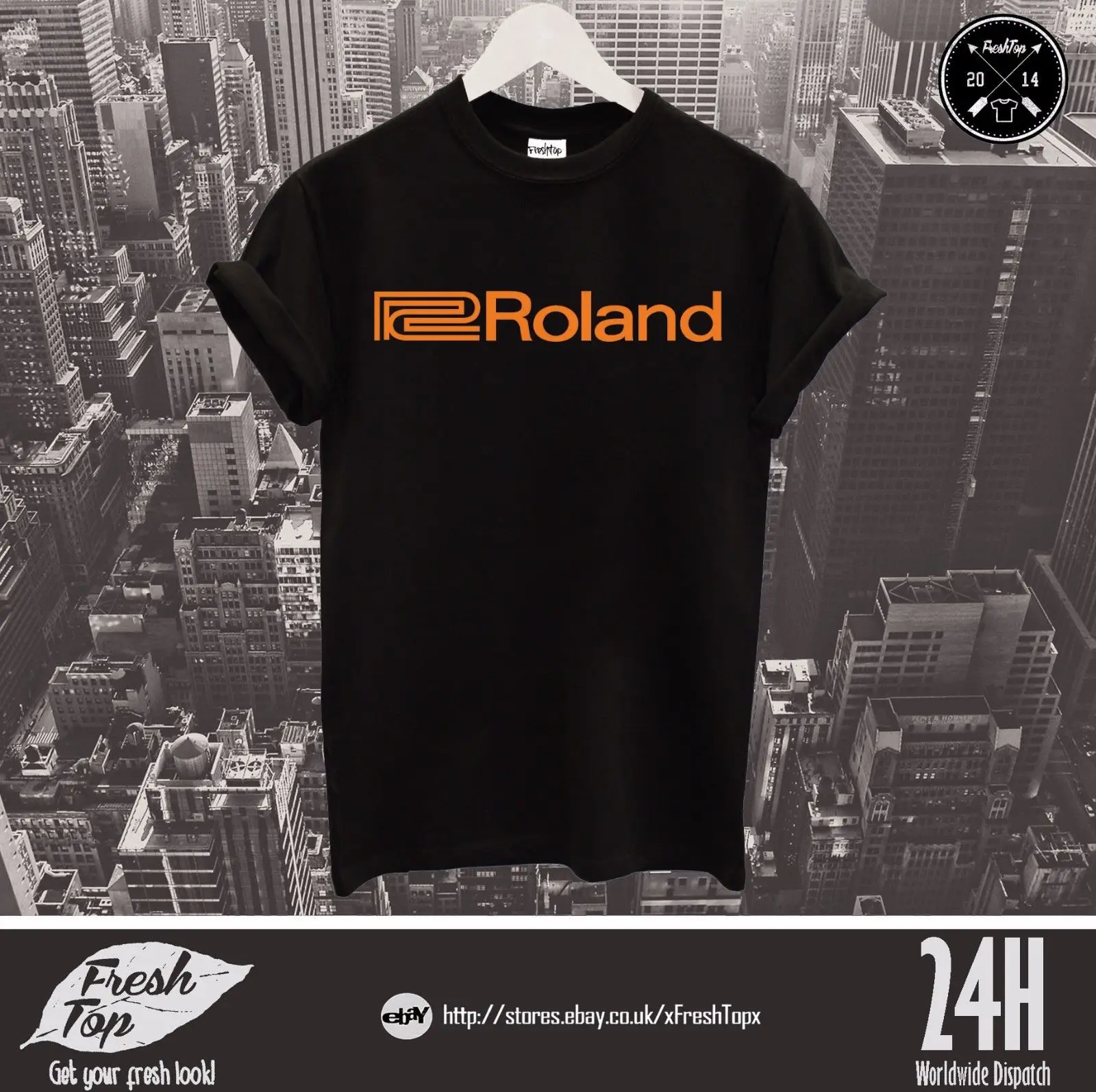 Roland Logo T Shirt Top Electronic Musical Instrument Keyboards Synthesizers 100% cotton tee shirt tops wholesale | Мужская одежда