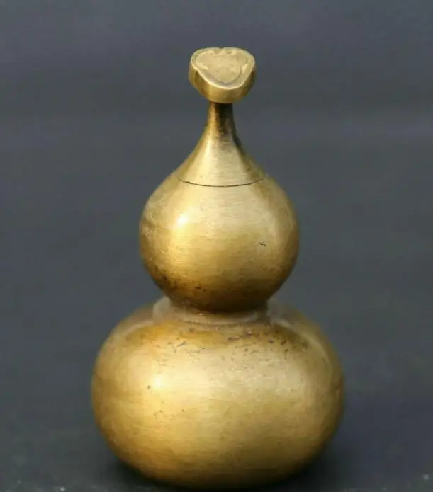 

2.6" China Bronze Gild Ruyi Eight Diagrams Lagenaria Siceraria Cucurbit Gourd