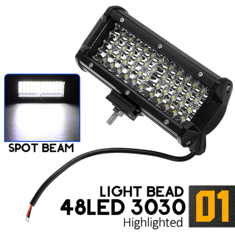 7 дюймов 144 Вт 48Led рабочий свет бар точечный луч дальнего света противотуманная фара внедорожный трактор 4Wd