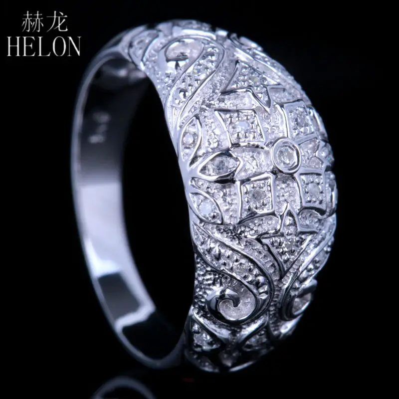 

HELON ART DECO VINTAGE ANTIQUE PAVE NATRAL DIAMONDS WEDDING ETERNITY BAND RING 925 SOLID SILVER FASHION JEWELRY RING