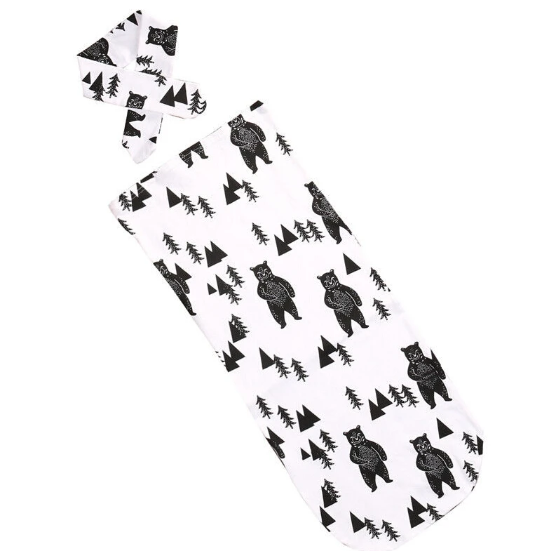 Beli Merek Baru 2 Pcs Baru Lahir Modis Bayi Bunga Swaddle Selimut Bayi Sleeping Swaddle Kain Kasa Pembungkus + Ikat Kepala