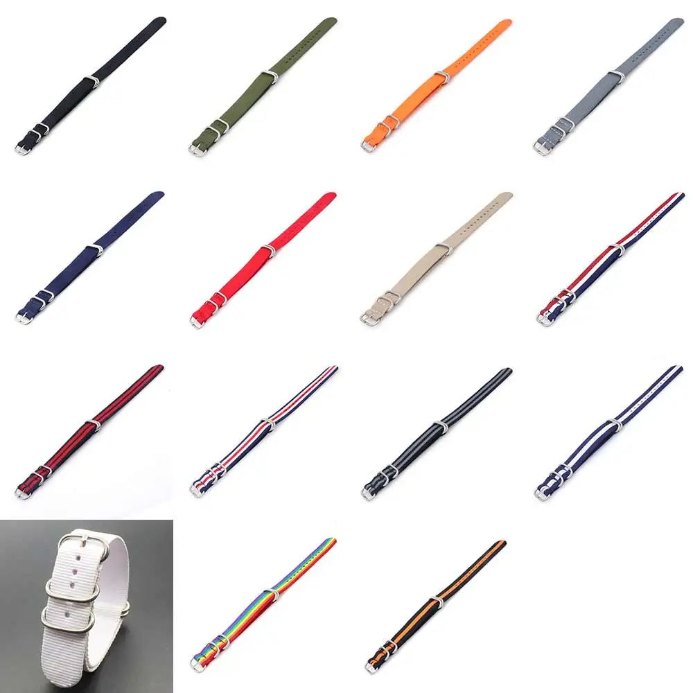 

Men Women Heavy duty nylon straps 20mm 22mm 24mm Nylon Watch Band Strap NATO zulu strap 5 rings buckle Army