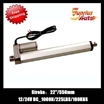 

Electric linear actuator with mounting brackets, 12v/24v DC 22inch/ 550mm stroke linear actuator load 1000N/225LBS/100KGS
