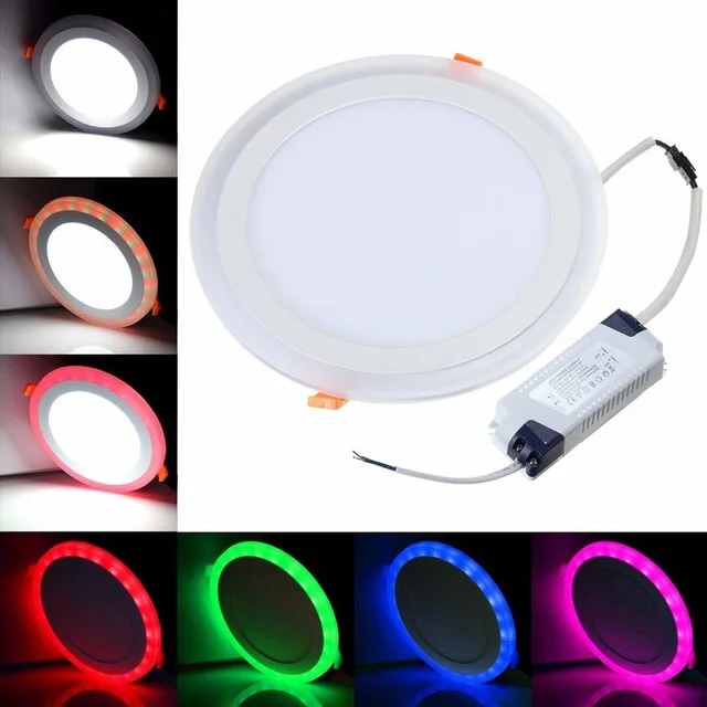 

3 Model Round RGB+ white double color Led Panel Light 6w/9w/18w/24W AC85-265V Recessed LED Ceiiling Lamp led Ceiling lamp