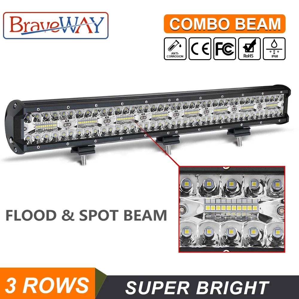 

BraveWay 60W 120W 420W 480W Led Bar Offroad Light For Auto 4 7 20 23 inch 12V 24V ATV 4x4 Off road Car Work Lights Driving Lamps