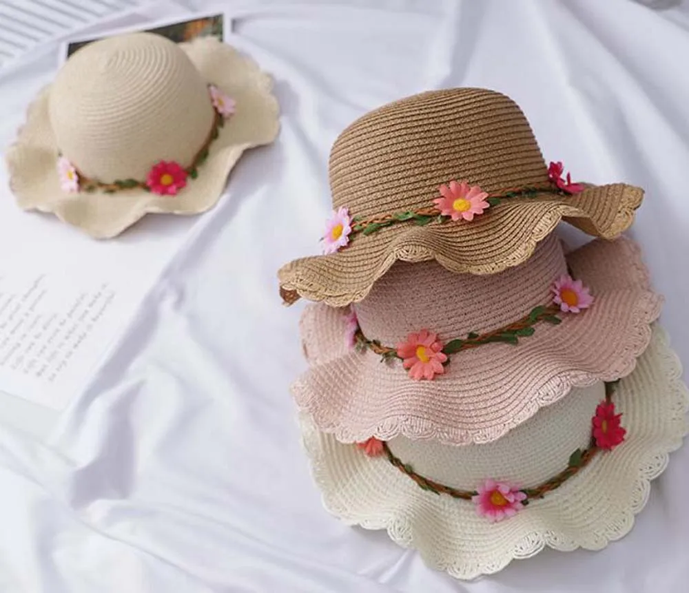 XEONGKVI Европейский цветок Falbala родитель-ребенок шляпы от солнца Лето предотвратить Баск в Пляжные соломенные шляпы для девочек Женская кепка