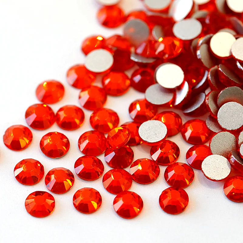 

2028 SS3-SS34 Non Hot Fix Rhinestones Orange Flatback Non Hotfix Rhinestones Glass Strass Hyacinth For Nail Art Decoration B0044