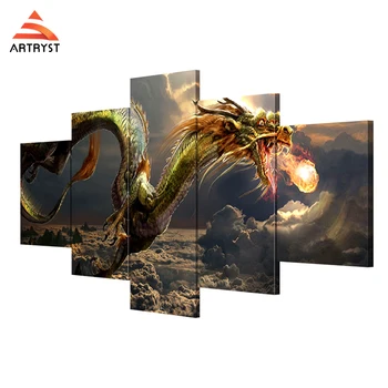 

Artryst brand 5 wall art canvas painting with frame take off the dragon picture HD print for the living room home decor AR152