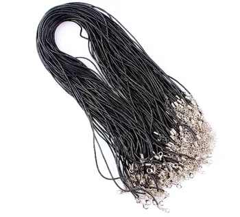 

QianBei Wholesale Black Wax Cord Necklace Women Rope Chain Lobster Clasp DIY Jewelry Men Accessories Bulk 30pcs/lot