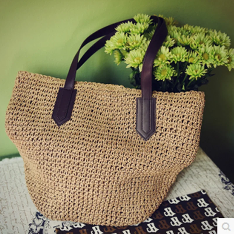 soft straw tote bag